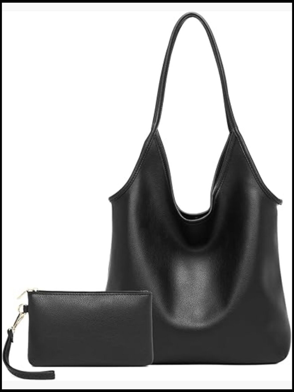 Slouchy Hobo Shoulder Bag Soft Vegan Leather Large Everyday Work Handbag Medium